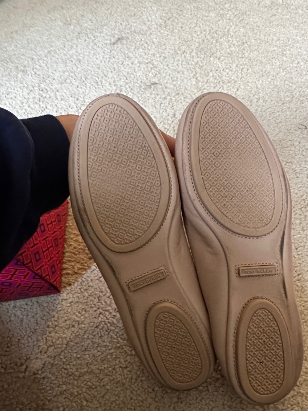 Tory Burch Blush Pink Leather Logo Ballet Flats - Picture 3 of 4